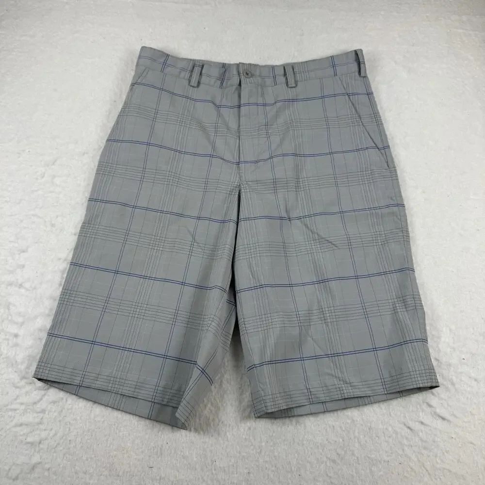 Nike Golf Shorts Mens Size 31 Gray Plaid 11 Inseam Lightweight Pockets